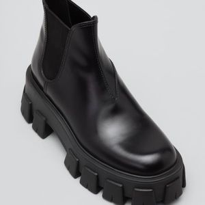 Prada Leather Lugged- Sole Chelsea Boot